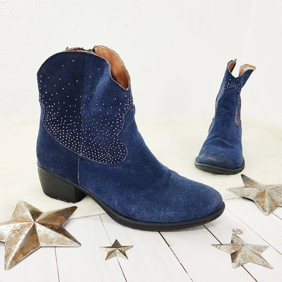 Born Shoes Born Boc Ambrosia Boots Navy Blue Suede Copper